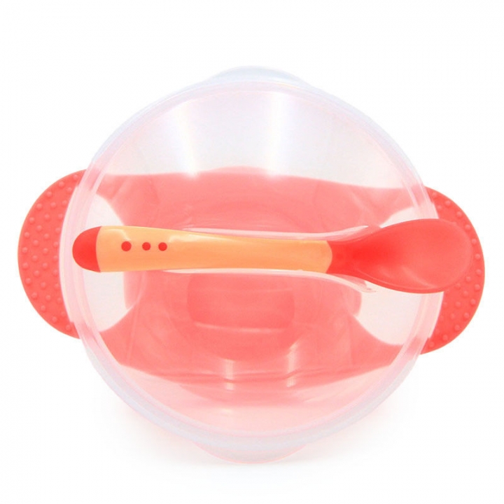 Shevi Baby Feeding Bowl Sucker Tableware With Temperature Sensing Spoon Children Plate