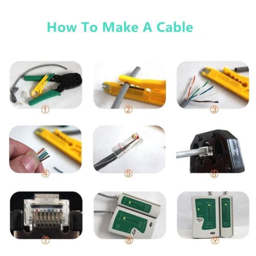 Portable LAN Network Repair Tool Kit tester 11 pcs/set RJ45 RJ11 RJ12 CAT5 CAT5e