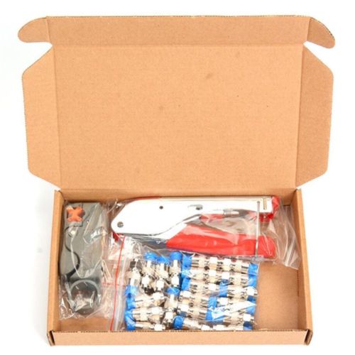 Shevi Professional Automatic Pliers Crimping Tool Set Wire Stripping Stripper + Clamp + Blue F plug