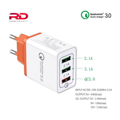3 USB Quick Charge 3.0 USB Charger For iPhone 8 Plus Samsung S8 Fast Charger QC 3.0 USB Adapter