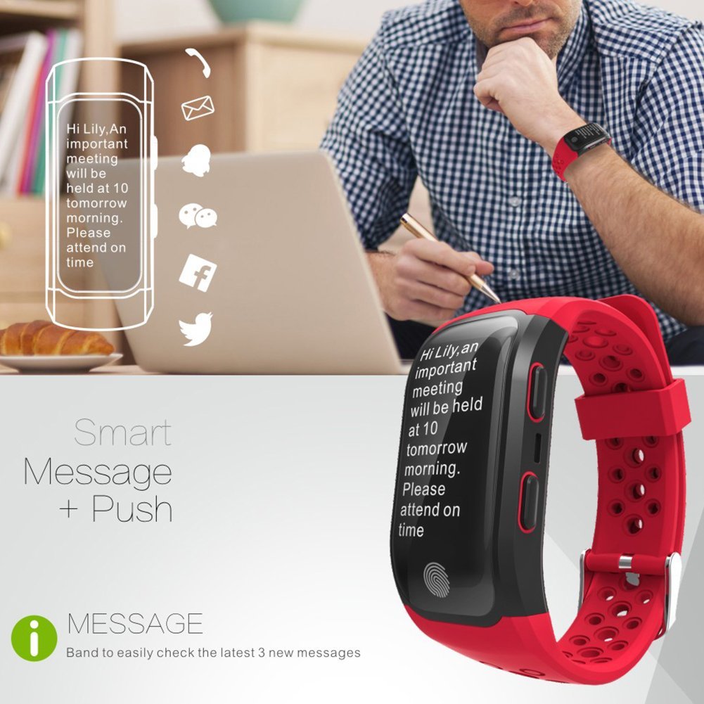Fitness Tracker S908 GPS Running Watch Heart Rate Sleep Monitor Reminder IP68 Waterproof Wristband