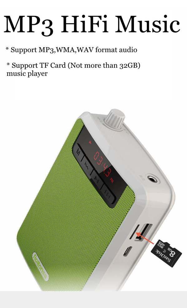 Mini Portable speaker With Microphone Voice Amplifier Booster Megaphone Speaker FM TF For Tour Guide