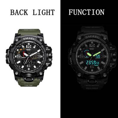 Men's 50M Waterproof Dual Dial Analog Digital Quartz Sport Military Watch Multifunction Two Timezone