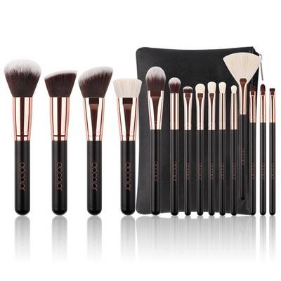 15 PCS Makeup Brush Set Natural Hair Blending Blush Face Powder Brush Make up Brush Kit with bag