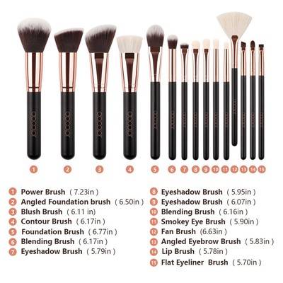 15 PCS Makeup Brush Set Natural Hair Blending Blush Face Powder Brush Make up Brush Kit with bag
