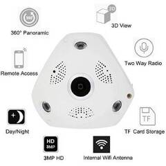 360 Panoramic Wireless IP Camera Audio Video WiFi 3 Megapixel HD Fish-eye Lens Wide Angle 10m Night