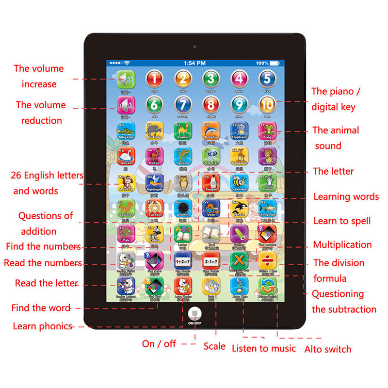 Toy Tablet English chinese Computer Laptop  Kids Early Learning Education Electronic Early Machine
