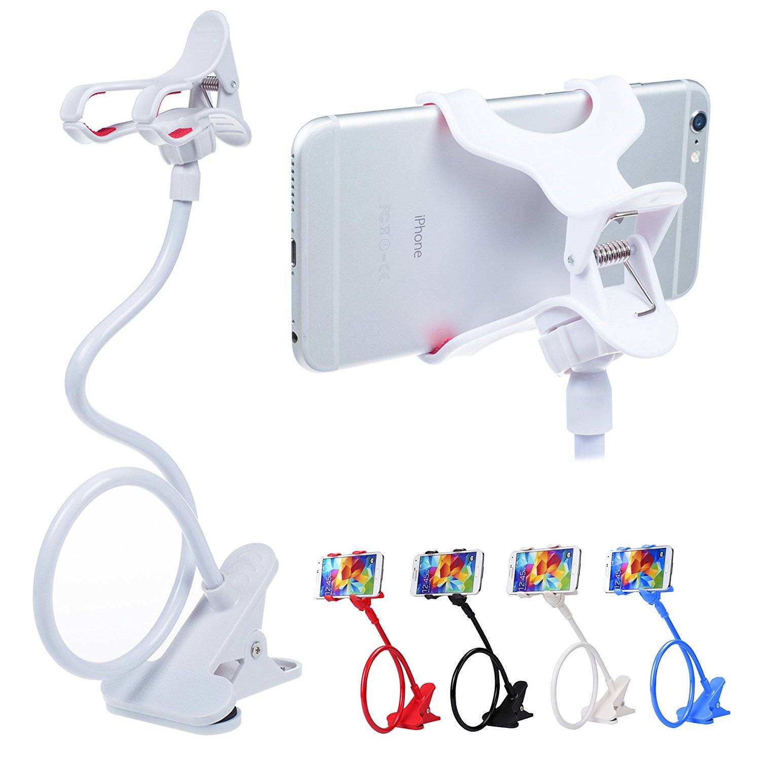 Plastic Flexible Long Arms Gooseneck Clip Clamp Stand Universal Cell Phone Holder
