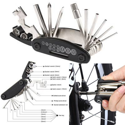 16-in-1Multi Function Folding Bike Bicycle Cycling Mechanic Combination Repair Tool Kits Set