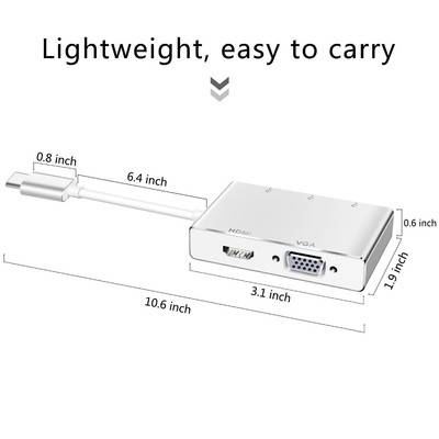 USB C to HDMI VGA USB 3.0 HUB, Type C to HDMI VGA Adapter with 3 USB  Port for MacBook Pro Hub