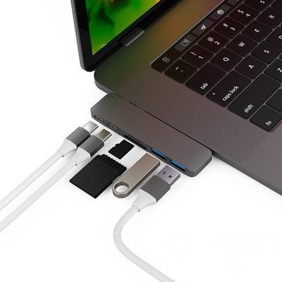 6-In-1 USB C HUB Aluminum Alloy Type C Hub Adapter with Card Reader Support Charging for MacBook Pro