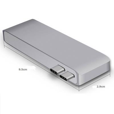 6-In-1 USB C HUB Aluminum Alloy Type C Hub Adapter with Card Reader Support Charging for MacBook Pro