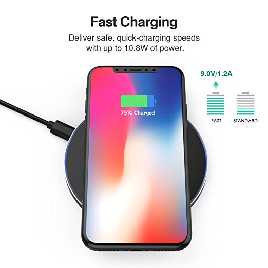 iPhone X  Samsung Galaxy S8+ S7 S6 Plus edge Fast Qi Wireless Charger Charging Pad for iPhoneX  More
