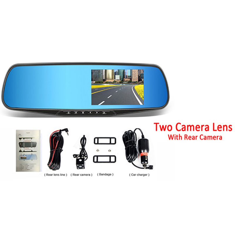 Car DVR Dual Lens Car Camera Full HD 1080P Video Recorder Rearview Mirror With Rear view DVR cam