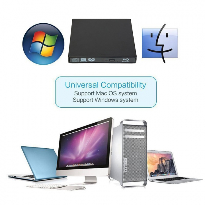 CD Player External DVD Drive USB 2.0 Portable DVD/CD-ROM Player CD-RW Burner Writer Recorder Drive