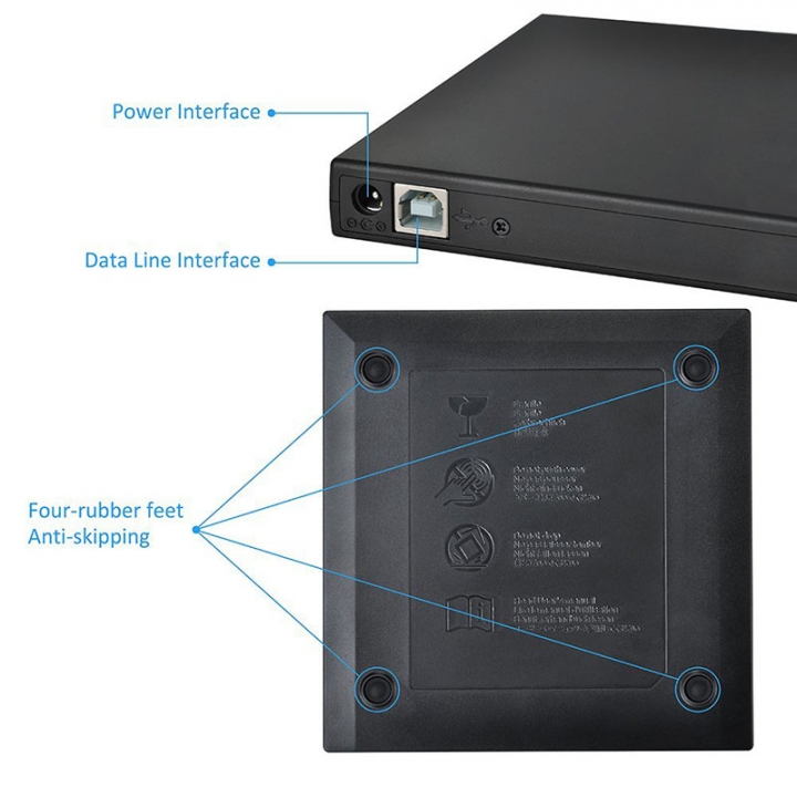 CD Player External DVD Drive USB 2.0 Portable DVD/CD-ROM Player CD-RW Burner Writer Recorder Drive