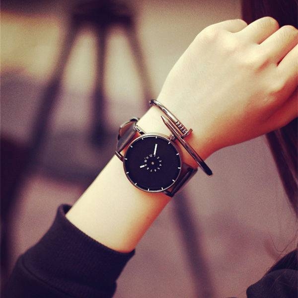 Luxury Brand Fashion Casual watches Unisex Leather Steel Strap Creative watch Men Quartz watch