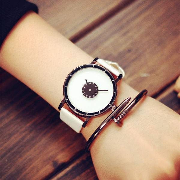 Luxury Brand Fashion Casual watches Unisex Leather Steel Strap Creative watch Men Quartz watch