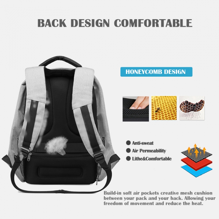Anti theft USB Charging 15 Inches Laptop Backpack for Men Women Backpacks Fashion Black School Bags