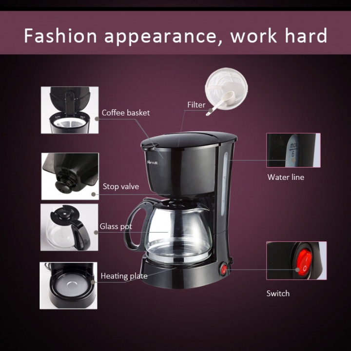 600ml Automatic Multifunction coffee machine Mini Portable Fashion Exquisite home Coffee Maker