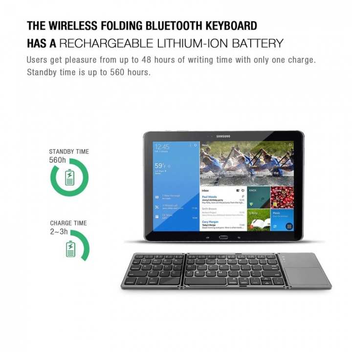 Portable Folding Bluetooth Wireless Keyboard Touchpad for IOS/Android/Windows ipad Tablet Keyboard