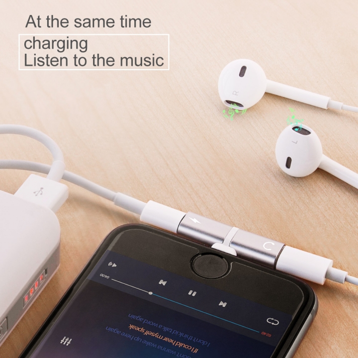 Audio Adapter For iPhone 7 8Plus X Charging/Audio 2 in 1 Charger Cable Adapter For Lightning Jack