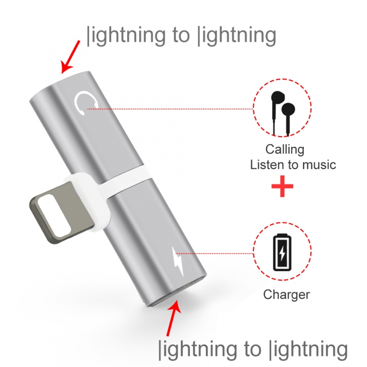 Audio Adapter For iPhone 7 8Plus X Charging/Audio 2 in 1 Charger Cable Adapter For Lightning Jack