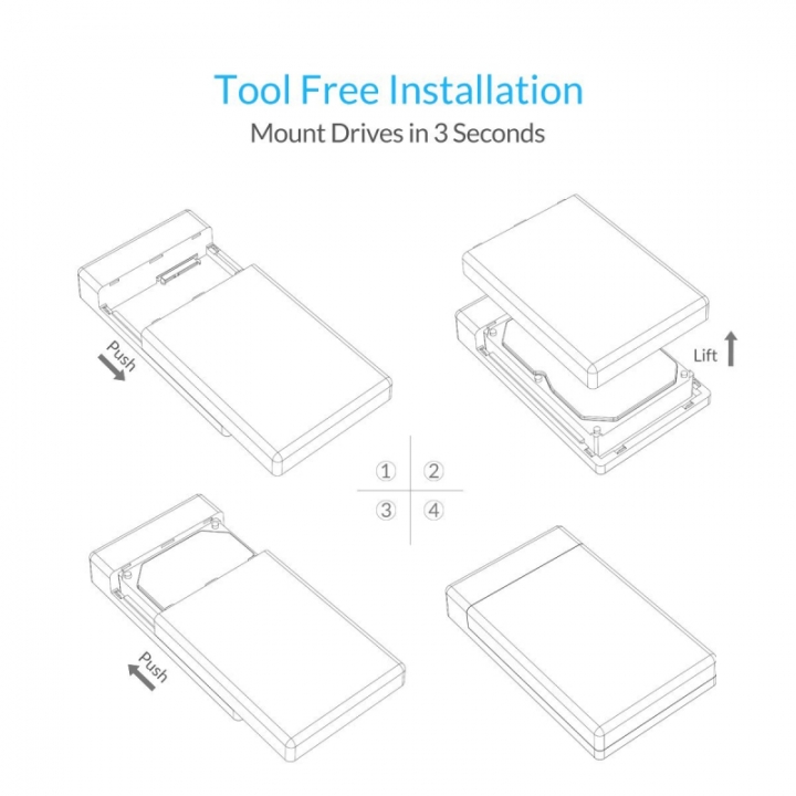 3.5 Inch HDD Enclosure Case, USB 3.0 5Gbps to SATA Support UASP Drives Designed for Notebook PC