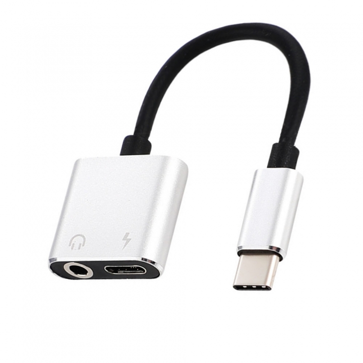 Type-C Audio Charging Adapter 2 in 1 Type C Male to Female 3.5mm Headphone Jack + Charging Converter