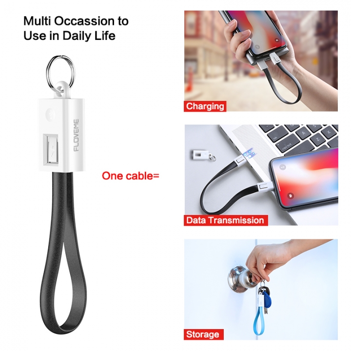 Universal Lighting Cable For iPhone 8 7 6 Plus KeyChain Charging Sync Data Cord Charger USB Cable