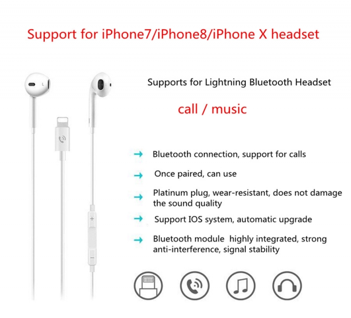 iPhone 7/8/X Bluetooth earphone With Microphone Earphones Stereo Headset for iPhone 7/8/X
