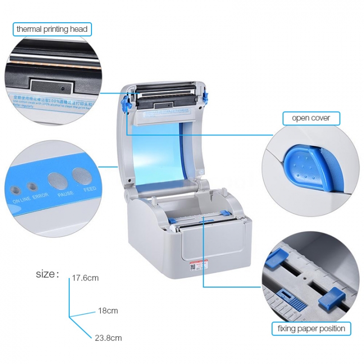 Barcode printer clothing label Support 108mm Width printing electronic by thermal bar code printer