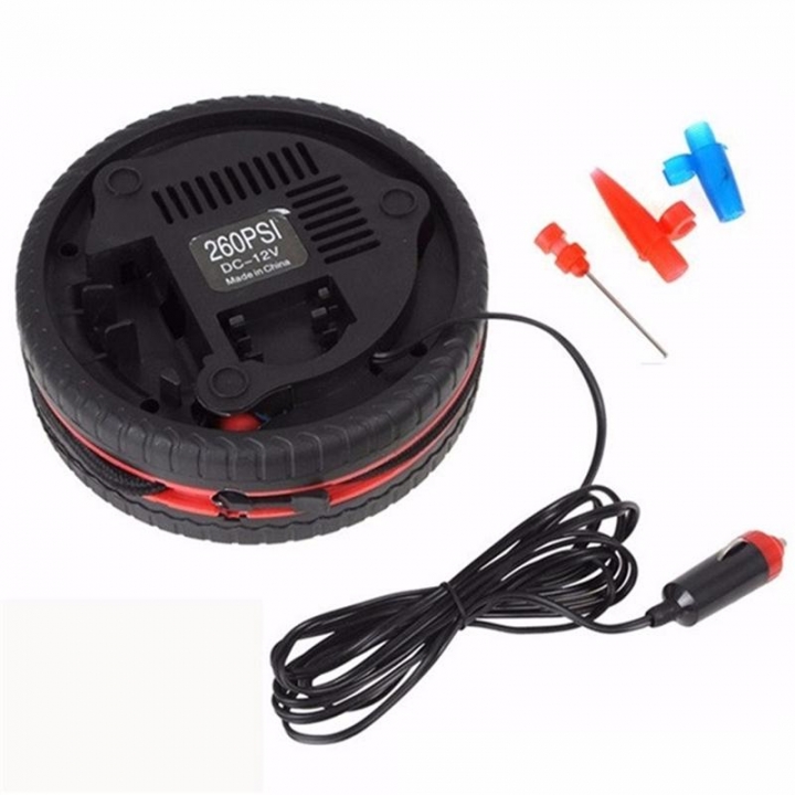 Car Mini Inflatable Pump DC12V Metal Plastic Electric Air Compressor Pump with 3 Nozzle Adapters
