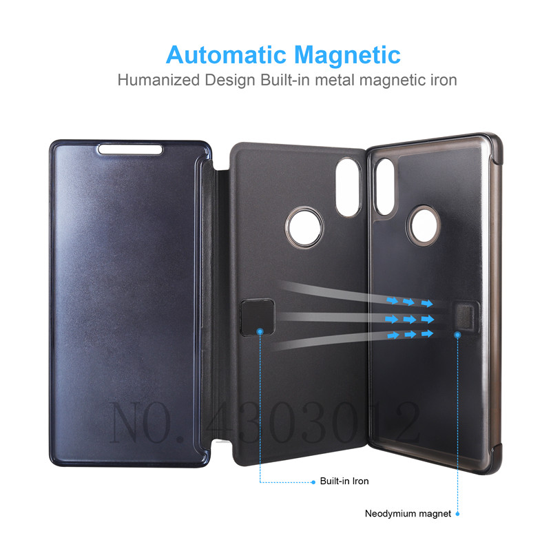 Mirror Smart Case For Xiaomi 8 SE A1 6X 5C Mix 2 Flip Leather Stand Case For Redmi 4X Note 5  Cover