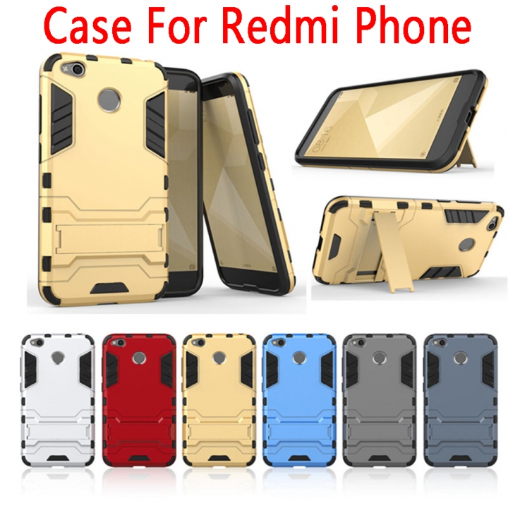 Xiaomi Redmi Case Hybrid Hard PC+TPU Rugged Armor Phone Cases For Redmi Note 5 4 4X With Stand Cover