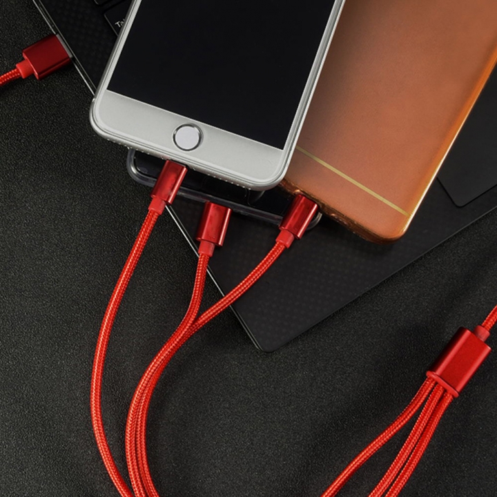 Micro USB Type C Lightning Cable Mobile Phone Cables 3 in 1 Nylon Braided Multiple Charging Cable