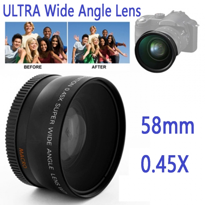 58mm 0.45x SLR Camera Wide Angle Lens + Macro Lens For 58mm Canon Sony Nikon  Pansonic SLR Camera
