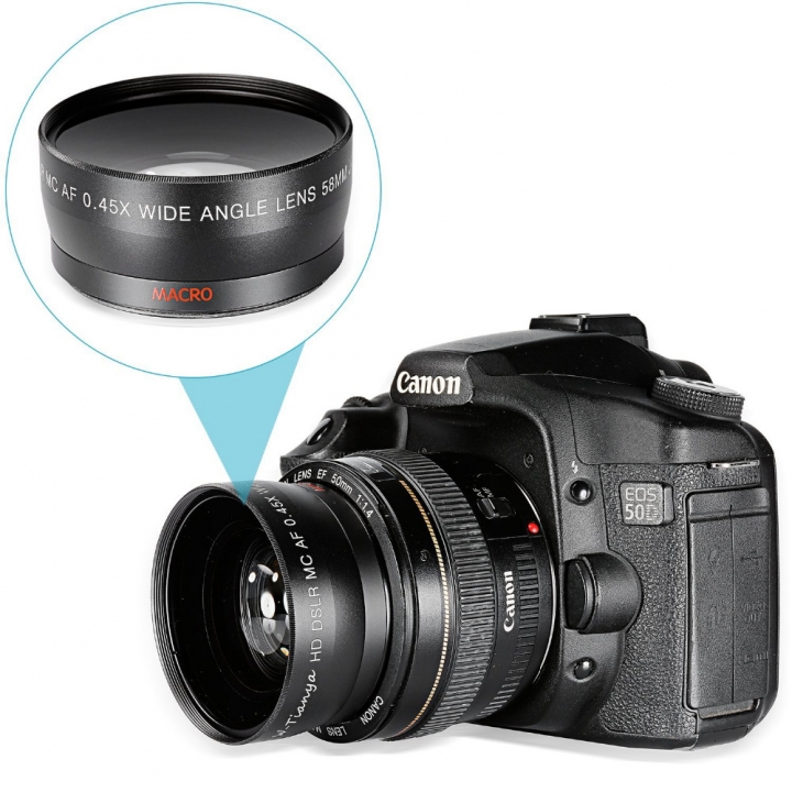 58mm 0.45x SLR Camera Wide Angle Lens + Macro Lens For 58mm Canon Sony Nikon  Pansonic SLR Camera