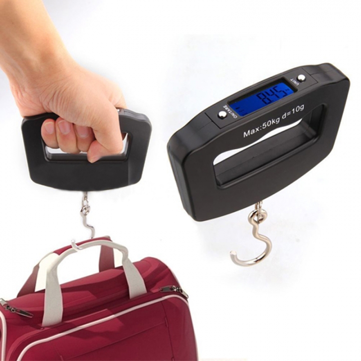 Portable Mini Digital 50Kg*10g Fish Hook Hanging Scale Electronic Luggage Scale Blue LED Display