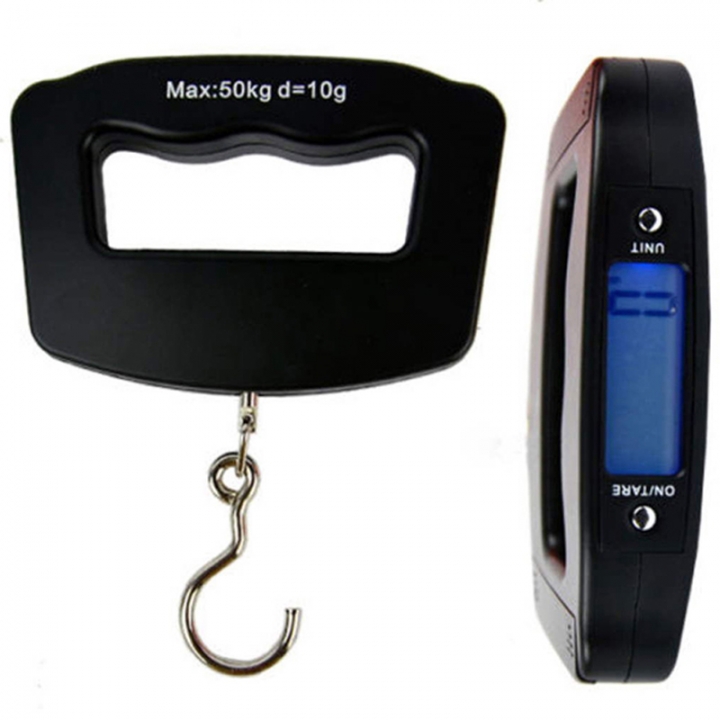 Portable Mini Digital 50Kg*10g Fish Hook Hanging Scale Electronic Luggage Scale Blue LED Display