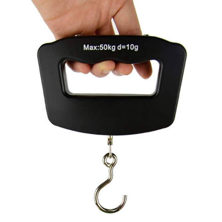 Portable Mini Digital 50Kg*10g Fish Hook Hanging Scale Electronic Luggage Scale Blue LED Display