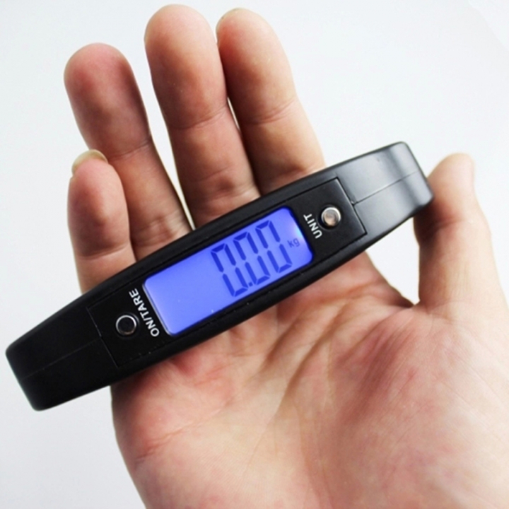 Portable Mini Digital 50Kg*10g Fish Hook Hanging Scale Electronic Luggage Scale Blue LED Display