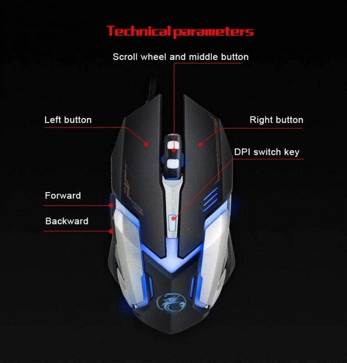 Professional Wired Gaming Mouse 2400DPI USB Wired Game Mouse Mice 6 Buttons Computer Gamer Mouse