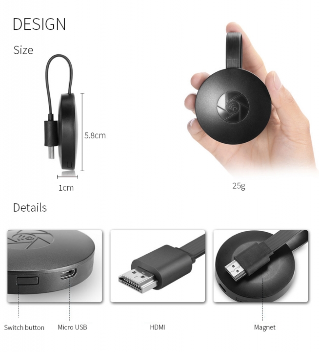 Mini PC Android Media Player TV Stick Push Chrome cast Wifi Wireless Display Receiver Dongle DLNA