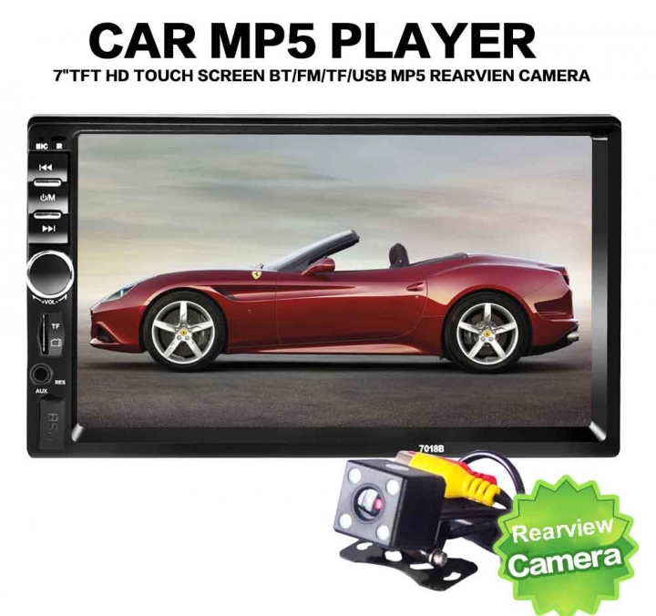 Car Video Player 7 inch Touch Screen Multimedia MP5 Player USB FM Bluetooth With Rear View Camera