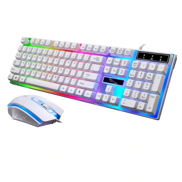 Colorful Backlit Gaming Keyboard Mouse With LED Rainbow Backlight Adjustable 1600DPI Game Mouse