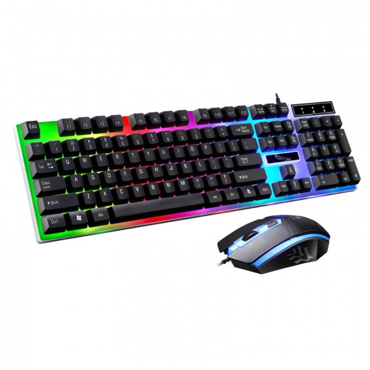 Colorful Backlit Gaming Keyboard Mouse With LED Rainbow Backlight Adjustable 1600DPI Game Mouse