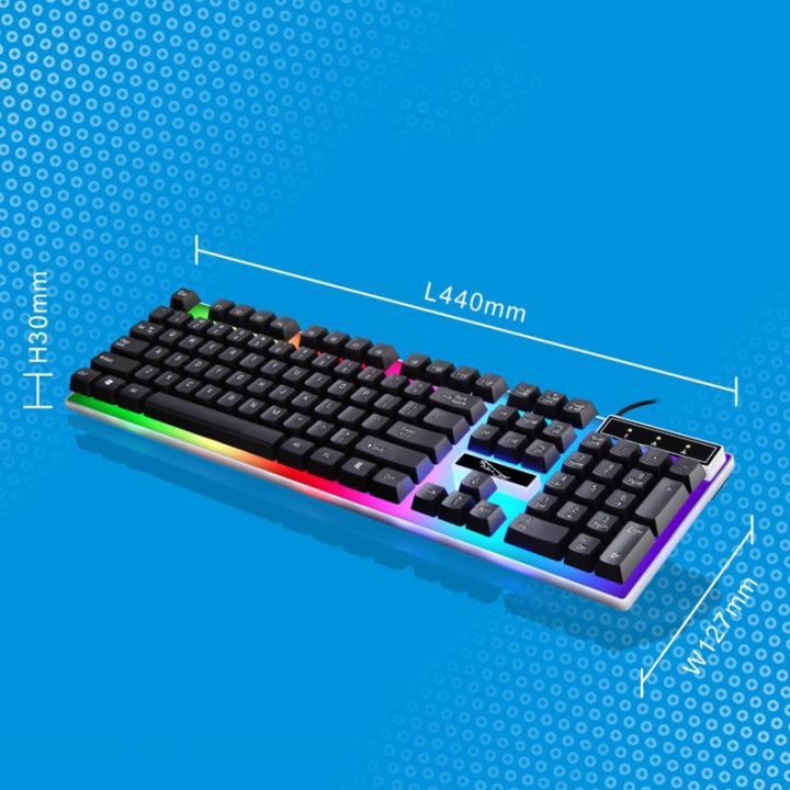 Colorful Backlit Gaming Keyboard Mouse With LED Rainbow Backlight Adjustable 1600DPI Game Mouse