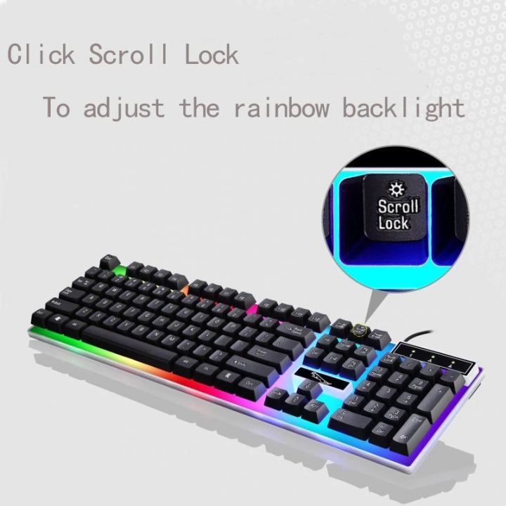 Colorful Backlit Gaming Keyboard Mouse With LED Rainbow Backlight Adjustable 1600DPI Game Mouse