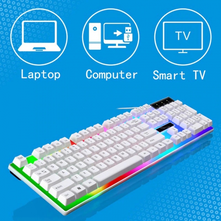 Colorful Backlit Gaming Keyboard Mouse With LED Rainbow Backlight Adjustable 1600DPI Game Mouse